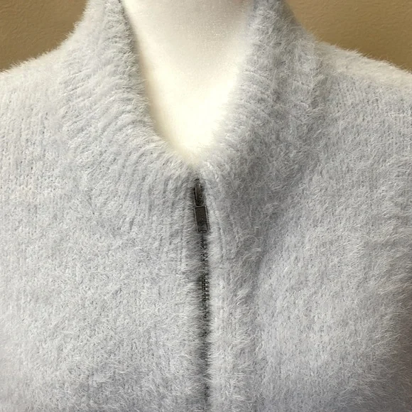 NWOT J CREW POINT SUR FUZZY CARDIGAN LT BLUE MEDIUM OVERSIZED ZIP UP JACKET - Picture 12 of 13